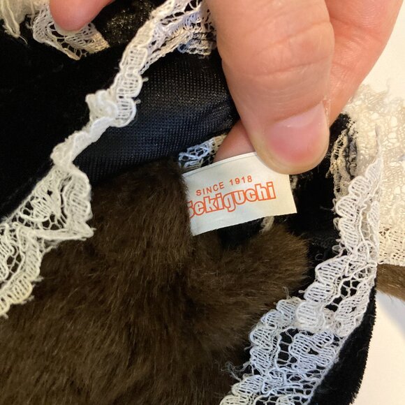 Monchhichi Bebichhichi Maid Black White Doll Stuffed Plush Toy Sekiguchi Japan - Picture 8 of 13